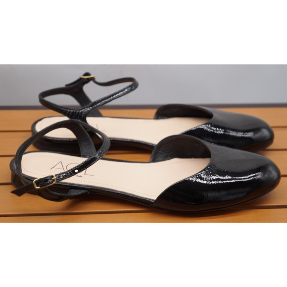 AGL Milly Ankle Strap Slingback Ballet Flats 40 / 9 Black Patent leather $395 - Picture 4 of 10